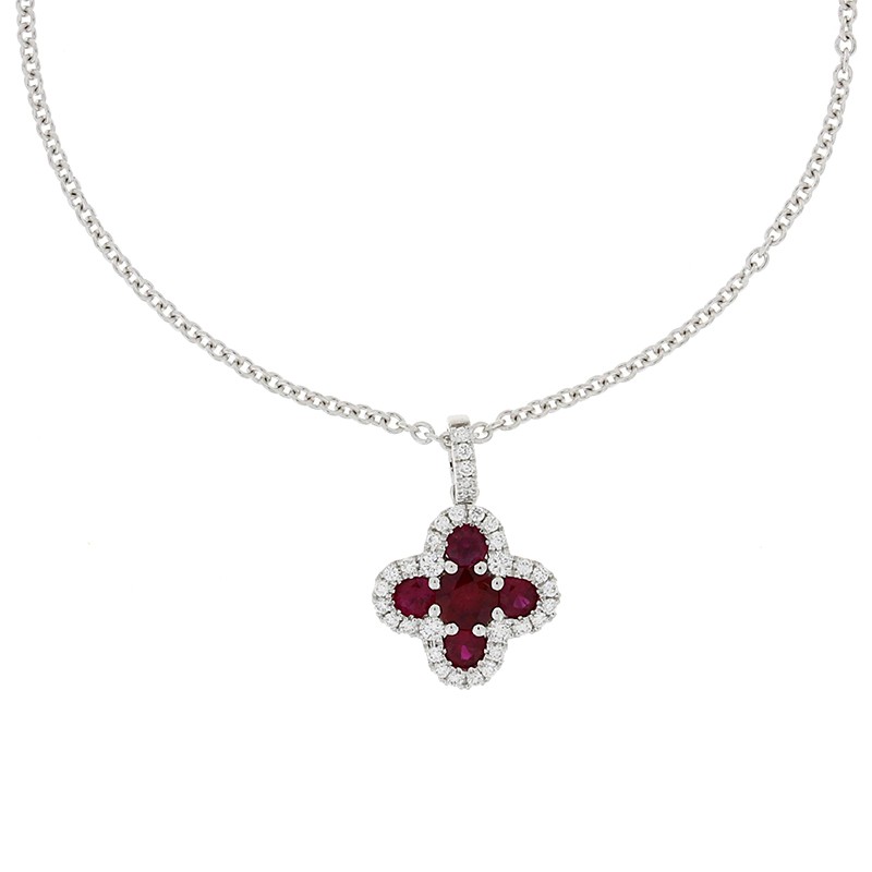 18K Diamond and Ruby Pendant Necklace